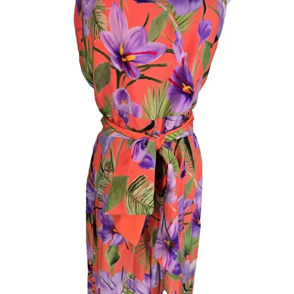 New! ALICE & OLIVIA CYRUS CORAL FLORAL JUMPSUIT HALTER SIZE 10 - Picture 5 of 12